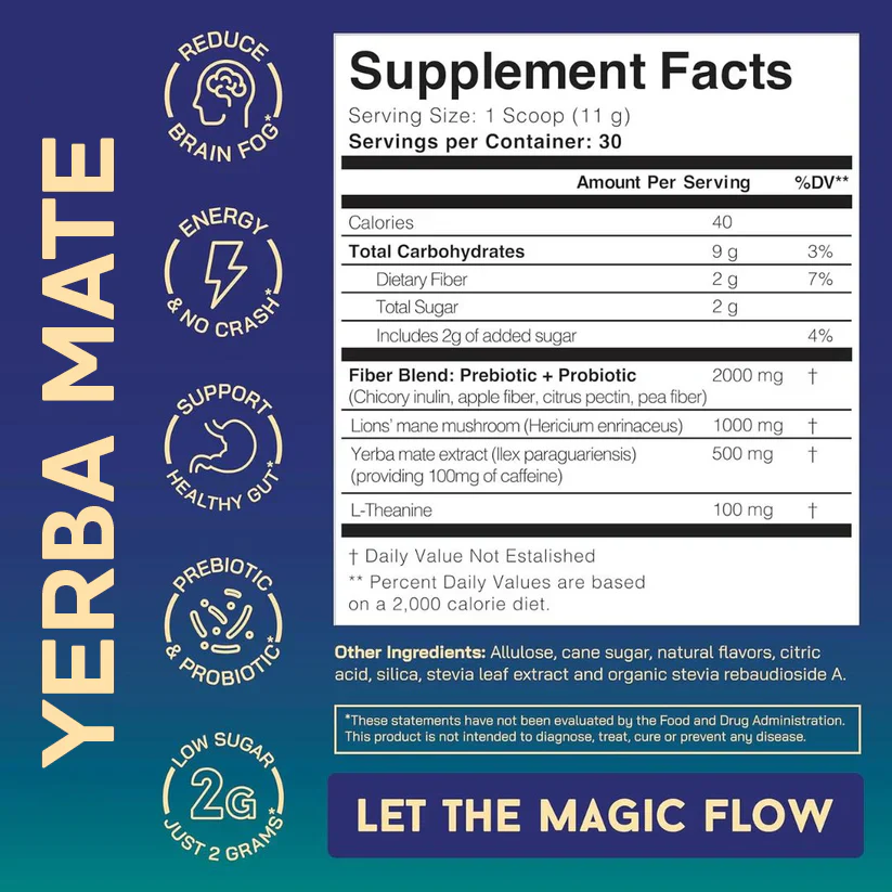 Yerba Magic | Yerba Mate Instant Tea Powder | Peach Mango Flavor | 30 Servings